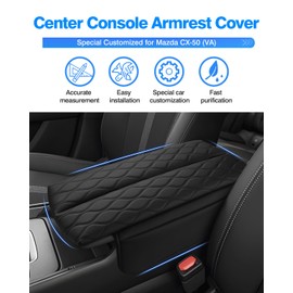 Autorder Center Console Cover for 2023 2024 Mazda CX-50 CX50 Accessories Armrest Cover Leather Armrest Cushion Anti-Scratch Protector with Pockets