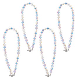 GOMAKERER 4 Pcs Glass Beaded Curtain Tiebacks, Faceted Disco Crystal Glass Beaded Curtain Tiebacks Drapery Shower Sheer Curtain Holdbacks for Home Decor