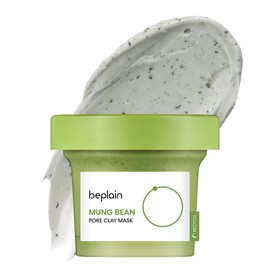 beplain Máscara de arcilla de poros de frijol mung (4.05 fl oz / 120ml) | Sin fragancia | Máscara lavable para el cuidado de puntos negros y blancos | Limpia, exfolia y aprieta los poros en 3 minutos