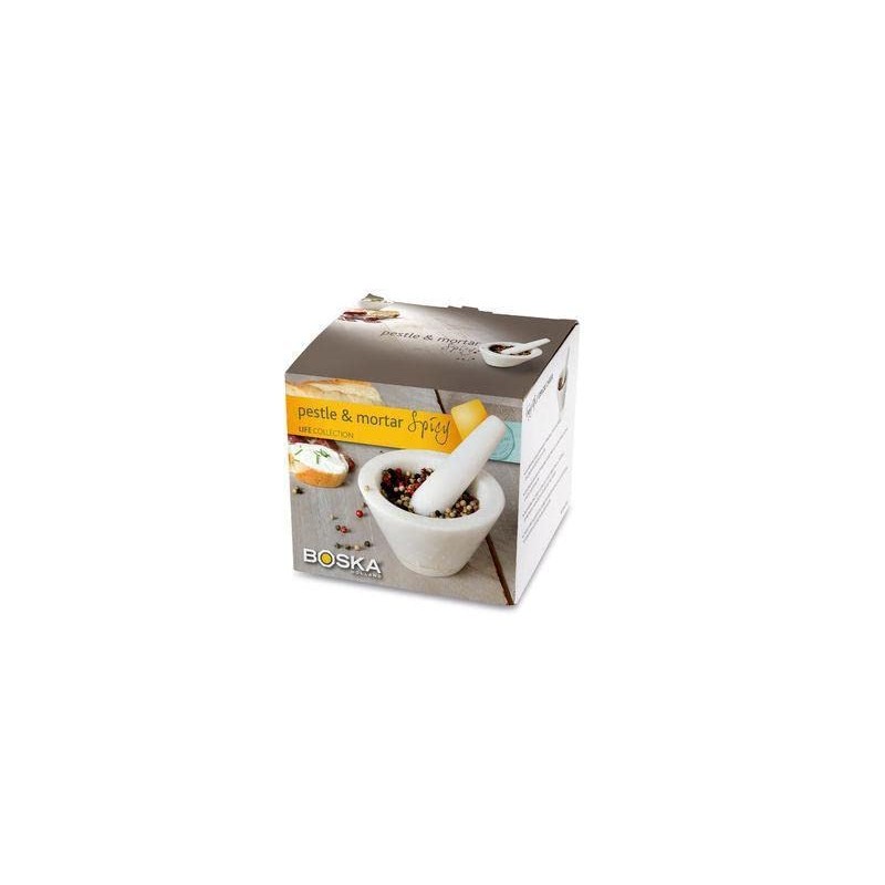 Boska Mörser Spicy/speziell für Gewürze/Spülmaschinenfest/Granit/Weiß / 100 x 100 x