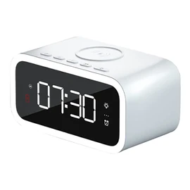 TOTMOX Wireless Alarm Clock with USB and Car Wireless Charger, Home Office, 15 W Fast Charging Alarm Clock with Mute Function, Dark White