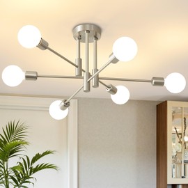 Biewalk Modern Chandelier Ceiling Light Fixture, 6-Light Sputnik Dining Chandeliers 31.18" Gold and Black Chandelier Over Table, Mid Century Lights Fixture for Dining Room Living Room Kitchen Island