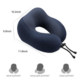 Gentlepaw Travel Pillow - Memory Foam Cervical Neck Pillow for Adults, Kids, Children, Convenient & Portable U Shaped Pillows, Airplane Pillow for Home, Office, Camping, Travelling, Sleeping (Blue)