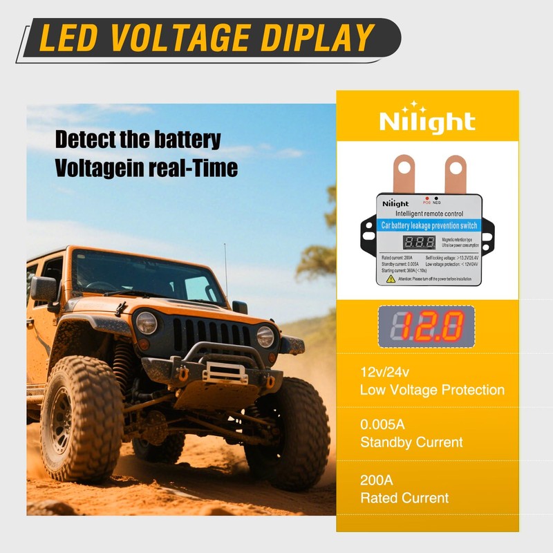 Nilight Remote Battery Disconnect Switch 12V 24V 360A Car Smart