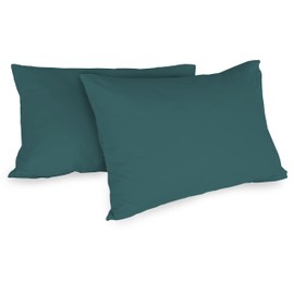 Zer0bed, Pair of Pillowcases in Cotton, 52 x 80 cm, Teal, Set of 2, Plain Colour, 100% Cotton, Bed Pillow, Envelope Closure