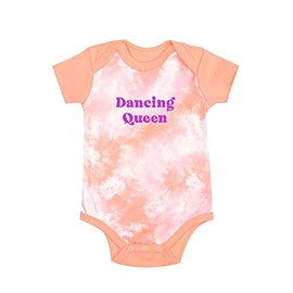 About Face Designs Groovy Blurred Collection - Unisex Baby Tie-Dye Cotton Short-Sleeve Bodysuit with Snap Closure, 3-6 Months, Dancing Queen