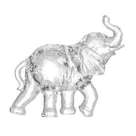 Ideen mit Herz Crystal elephant, decorative figure, collectible figure, faceted, clear, 7 cm x 6.6 cm x 2.7 cm
