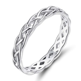 SOMEN TUNGSTEN 925 Celtic Knot Rings for women Sterling Silver Eternity Band Ring Engagement Wedding Band 4mm Size 8