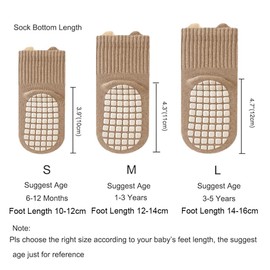 Techson 5 Pairs Baby Non-Slip Socks with Grips – Soft Cotton Toddler Sock for Boys & Girls, Anti-Skid Ankle Sock with Cute Animal Patterns