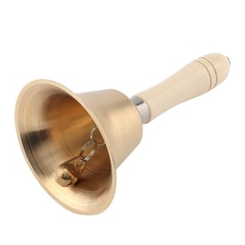 Brass Hand Bell, Super Loud Solid Brass Hand Call Bell with Wooden Handle, Handbells for Ringing at Wedding, Teacher Classroom Bell, Service Bell Call, Hand Bell for Seniors Bedside, Dinner Bell