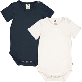 Müsli by Green Cotton Unisex Baby Cozy me s/s Body 2-Pack Base Layer, Balsam Cream/Night Blue, 92