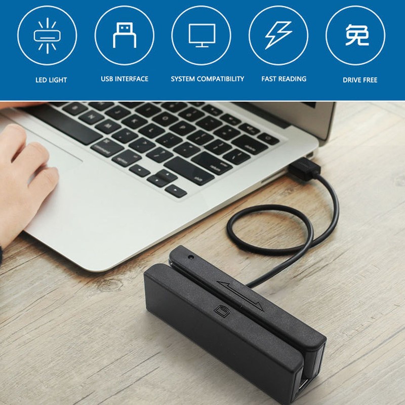 3 Track Magnetic Stripe Card Reader Bidirectional Manual USB Card