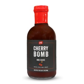 PS Seasoning Cherry Bomb - Door County Cherry BBQ Sauce - All-Purpose Marinade, Glaze, Baste, and Dip - Sweet and Tangy, Great for Pork, Beef, Salmon, Chicken, Ribs, Tenderloin, and more