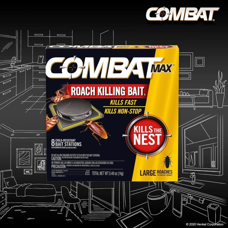 Combat Max Large Roach Killing Bait, 8 count (Pack of