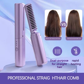 No Brand Rechargeable Portable Hair Straightening Comb Negative Ion Hair Care Hair Straightener Student Dormitory Dual Hair Strai