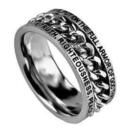 Sterling Silver And Steel Armor of God Chain Ring (8)