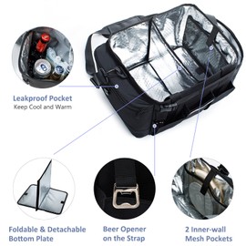 FREECOLSH Black Waterproof Caddy, 16" x 11" x 11", with Detachable Strap and Shoulder Pad for Carrying Utensils and Camping Supplies