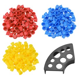 Tattoo Ink Cups, ATOMUS Red Yellow Blue Large 14mm 300pcs Disposable Tattoo Pigment Ink Caps Cups for Tattoo Ink Tattoo Supplies,Tattoo Kit, Tattoo Accessory