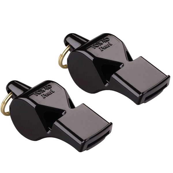 Fox 40 Pearl Sports and Safety Loud Marine Whistle, Black (2 Pack)