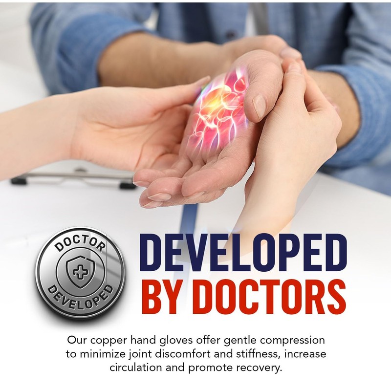 Doctor Developed Copper Arthritis Gloves/Compression Gloves and HANDBOOK -Relieve Arthritis