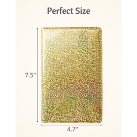 Mymazn- Holographic Glitter Server Book for Waitress Wallet Serving Pad Book Organizer for Waiter Check Book Holder Restaurant Waitstaff Organizer, Glitter Gold