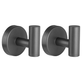 YUET Pack of 2 Towel Hooks Bathroom and Kitchen Towel Holder Bathrobe Wall Coat Hook SUS 304 Stainless Steel Wall Mounted for Home, Bathroom, Office Door Hanger (Grey)