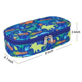 Bagseri Pencil Pen Case for Boys - Cute Pencil Case for Kids Large Capacity Pencil Pouch Organizer Multi-Slot Pencil Box for School, Pen Case Only (Blue Dinosaur)
