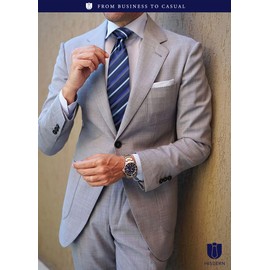 HISDERN HTC-04S Men's Necktie, Chief Set, 40 Patterns, Business, Weddings, Formal, Job Hunting, Graduation Ceremonies, Dresses, Gift, 12 Navy (stripe)