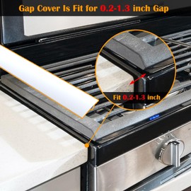 Silicone Stove Counter Gap Cover by Kindga, 21" Easy Clean Gap Filler Sealing Spills Between Kitchen Counter, Appliances,Stovetop, Oven, Washing Machine, Washer, Dryer Set of 2 (White)