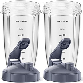 Paquete de 2 piezas de repuesto con tapa abatible para llevar y juntas de goma compatibles con NutriBullet 600 w/900 w