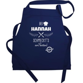 Geschenk mit Namen personalisiert by Shirtracer - Apron - Cooking Apron - "Bei Name schmeckts am besten I Geschenk Kochen Oma I Mama I Opa I Papa [German Language], 5 Navy Blue