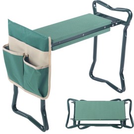 Folding Kneeler Garden Kneeling Bench Soft Eva Pad Seat With Stool Pouch Outdoor