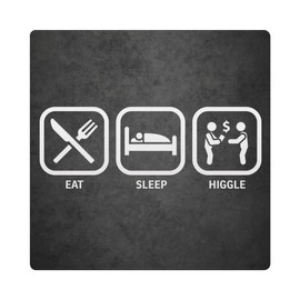 Makoroni - EAT SLEEP HIGGLE 4"x4" Ceramic Drink Coaster Trive w/Cork Backing, DesS45