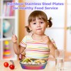 4 PCS Stainless Steel Kids Plates, Reusable Bariatric Plate for