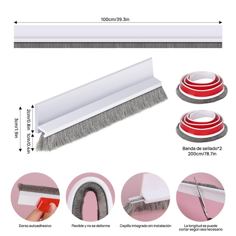 JOALGFDA 2 Pack Guardapolvo y Protector para Puerta, Diseño Integrado