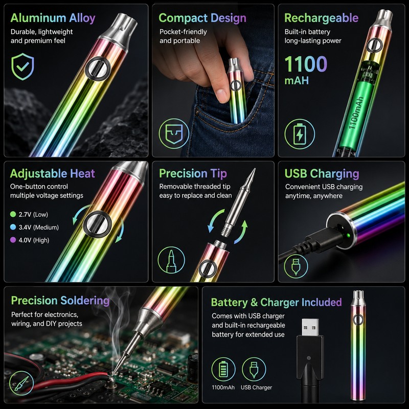 Cordless Soldering Iron Pen for DIY Repairs – USB-C Rechargeable