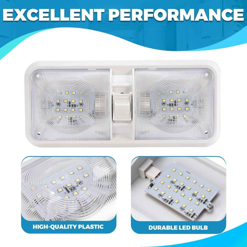 KUAFU 5 Pack RV Ceiling Lights 12V LED Double Dome