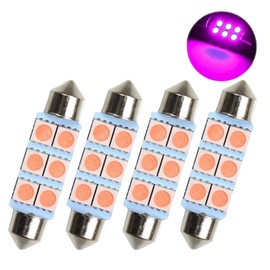 EVOTECH 4PCS 41mm Pink Purple 6SMD 5050 LED Bulb Car Interior Lamp DC 12V For Dome Light