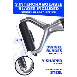 DALSTRONG Razor VX - Y Peeler - High Carbon Stainless Steel - G10 Handle - w/Fine, Serrated & Julienne Blades - Vegetable, Fruit, Potato Peeler