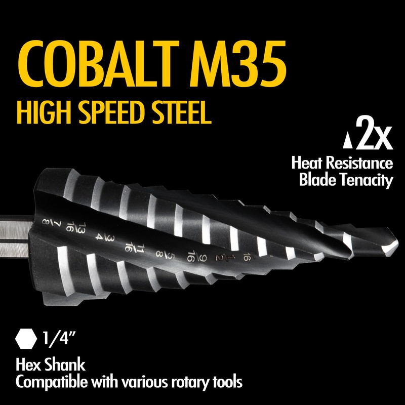 3/16'' - 7/8'' Step Drill bits
