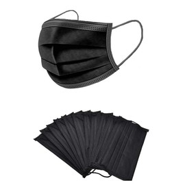 KAV® Pack of 50 3-Ply Disposable Face Masks | Face Cover | High Filterability Suitable for Sensitive Skin | Breathable Face Mask (50, Black)