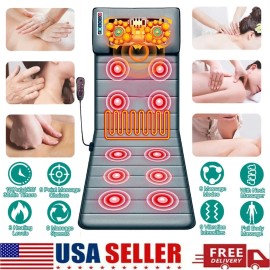 Full Body Electric Massage Mat w/Heat Vibration Massage Pad Cushion Back Massage
