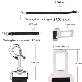 Kihappy 2 Pack Adjustable Pet Dog Safety Seat Belt Leads Vehicle Car Harness Seat Tether for Dogs/Cats, Nylon Fabric Material- Black