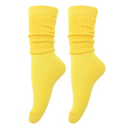 Gvhntk Slouch Socks Women 80s 90s Scrunch Socks Extra Long Slouchy Sock Knee High Sock(Yellow)