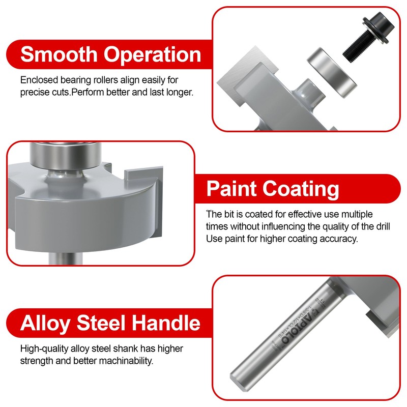 APIOLO Professional Rabbet Router Bit Set 1/4 Shank 1pcs with