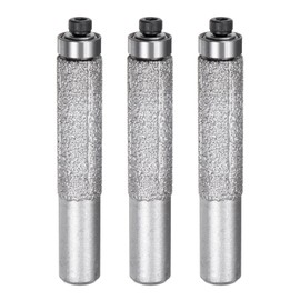 sourcing map 3 Pcs Diamond Profile Straight Router Bit 13.3mm Dia 1/2" Shank 46 Grit Wet Dry Use Brazed Cylinder Profile Wheel with Bearing for Marble Quartz Stone Tile Edge Cutting
