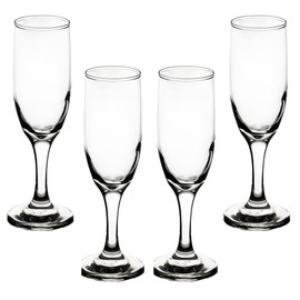 GIFTS PLAZA Clear Flute Glassware, 6 Ounce - Set of 4, Stemmed Champagne Glasses - Transparent Glass for Wine and Beverages - Elegant Drinkware for Special Occasion, Birthday, Party and Weddings (4)