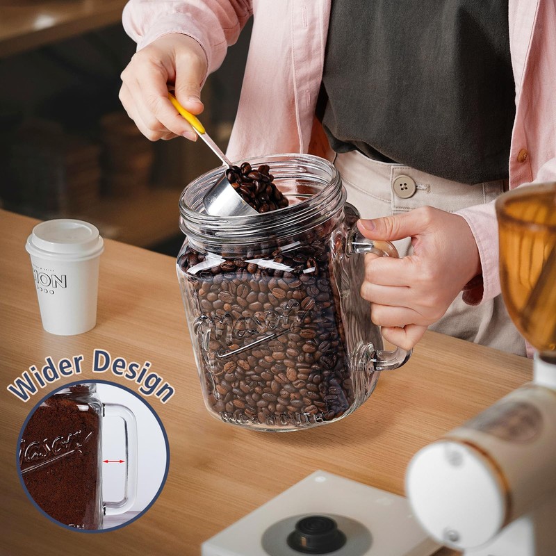 Folinstall 74 oz/2160 ml Glass Jar with Lid, Wide Mouth