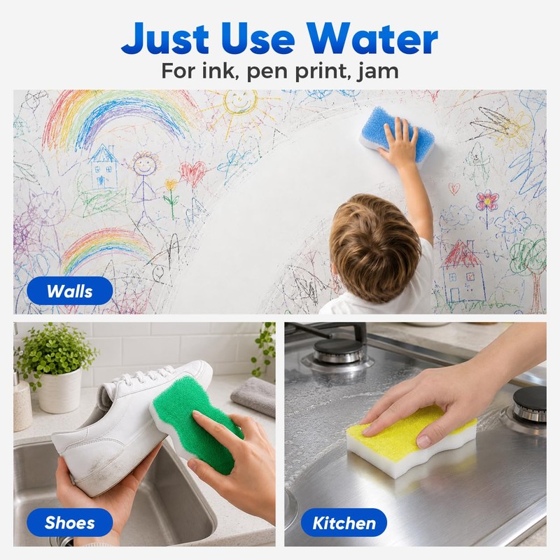 GLIMGLINT Magic Sponges Eraser for Bathroom, 6 Pack Dual-Sided Cleaning