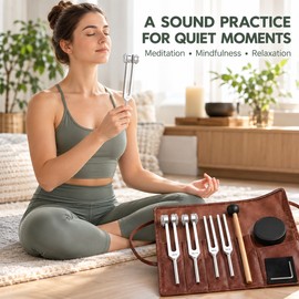 Tuning Fork Set for Sound Practice – 4 Frequencies with Activator, Mallet & Carrying Pouch for Meditation and Relaxation